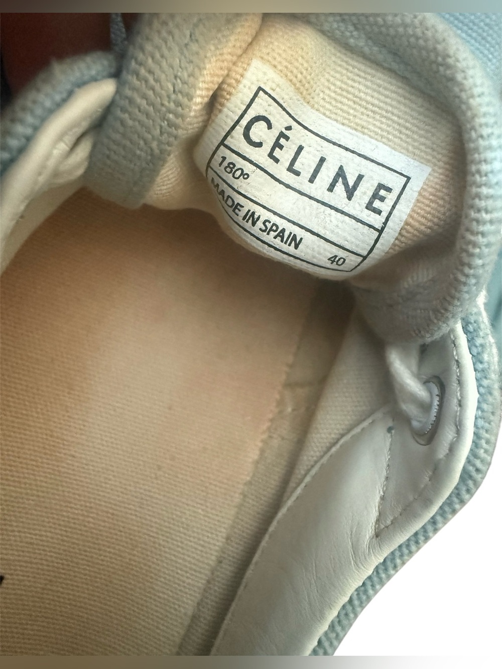 Celine Canvas 180° Low Top Sneakers Light Blue Lace-Up Size 40 (US M7, W9) - Picture 10 of 12